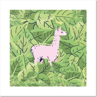 Alpaca in Leaves Posters and Art